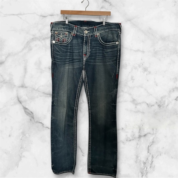 True Religion straight flap with heavy stitching jeans sz 38 nwt #001 - Picture 1 of 3